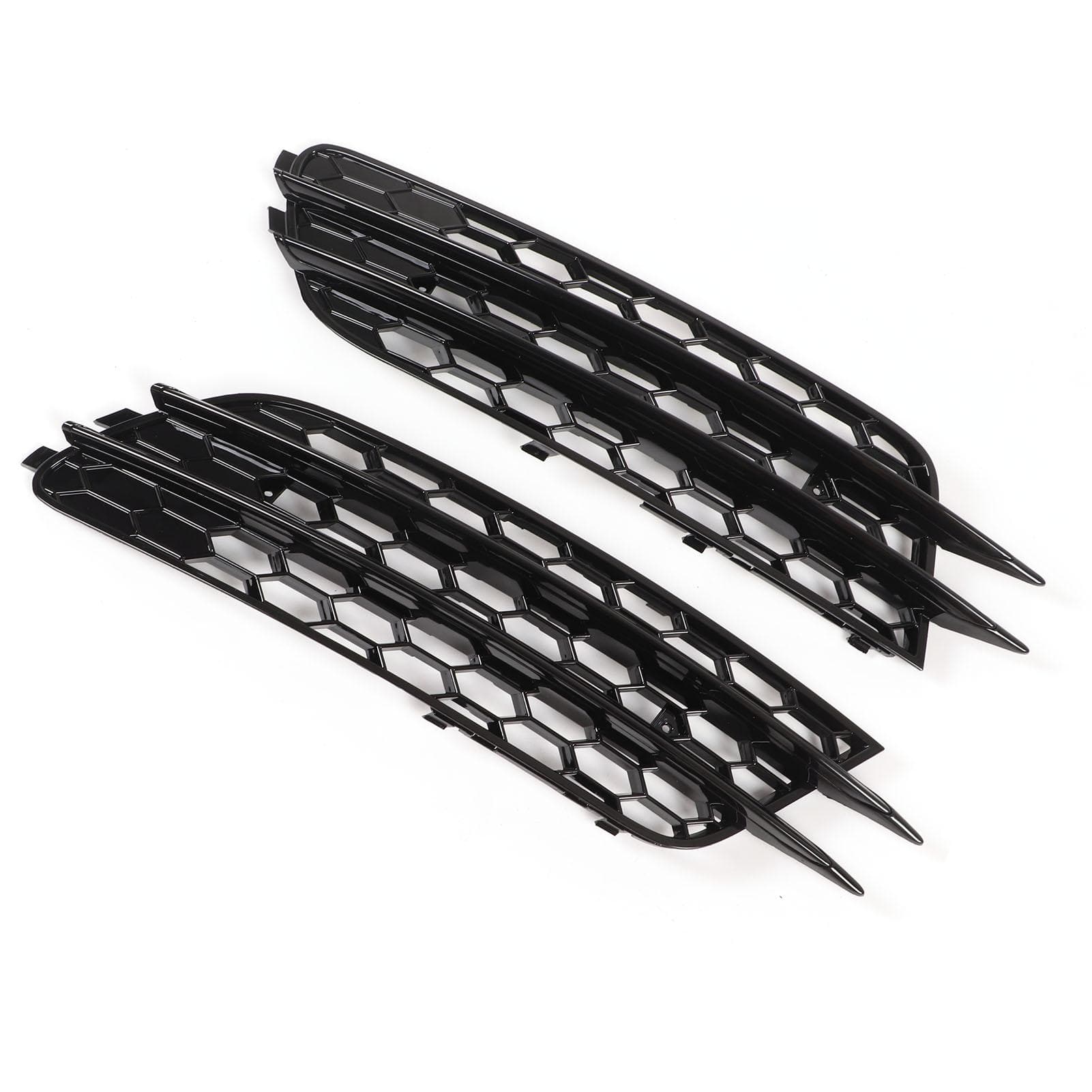2pcs Front Fog Lamp Grille Left Right for RS6 Style Glossy Black Replacement for A6 C7 2012?2015