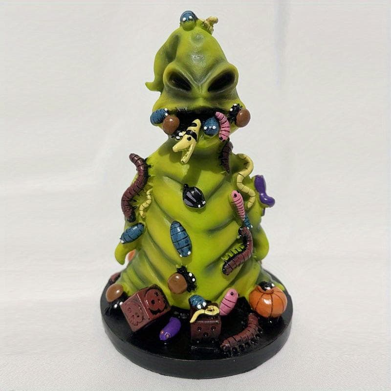 Halloween Witch Wizard Statue, Resin Green Ghost Eating Worms Figurines Ornament, for Home Room Decor Tabletop Desktop 1PCS