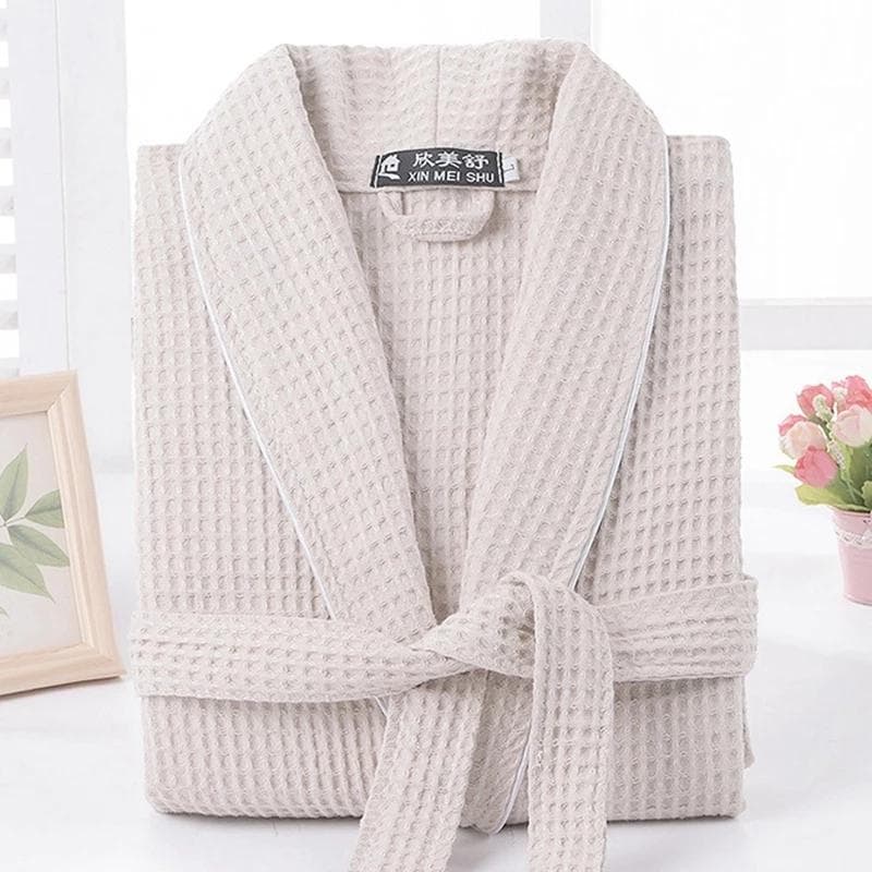 100% Cotton Waffle Bathrobe Men Women Sleepwear Couple Spring Summer Long Bride Bathrobe Sleep Lounge Robe Kimono Nightwear Gown L