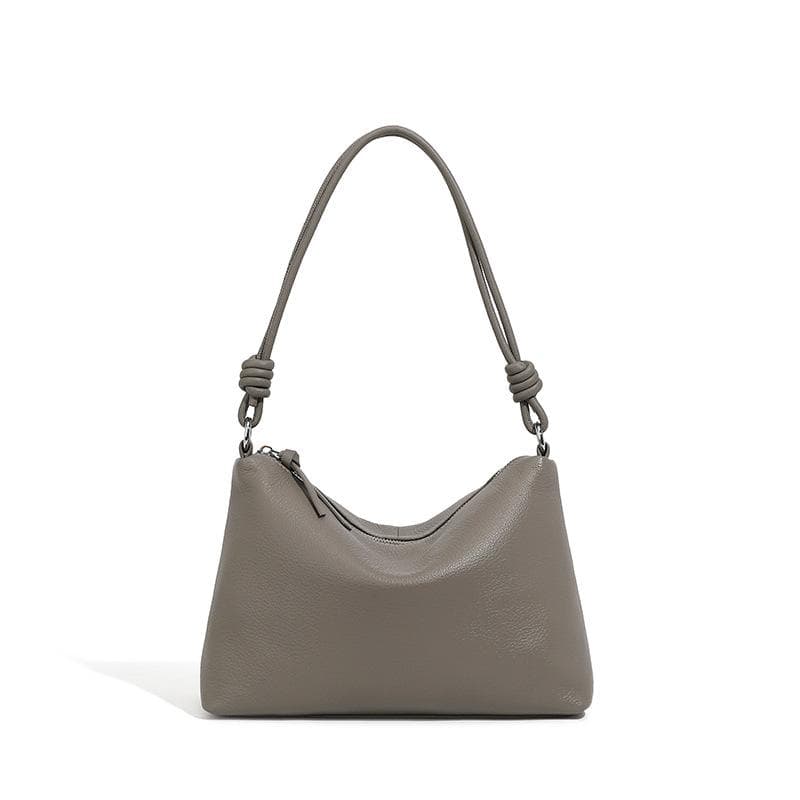 Top Layer Leather Underarm Tote Bag Female Spring Summer Simple Commute Shoulder Crossbody Bag Dumpling Bag gray