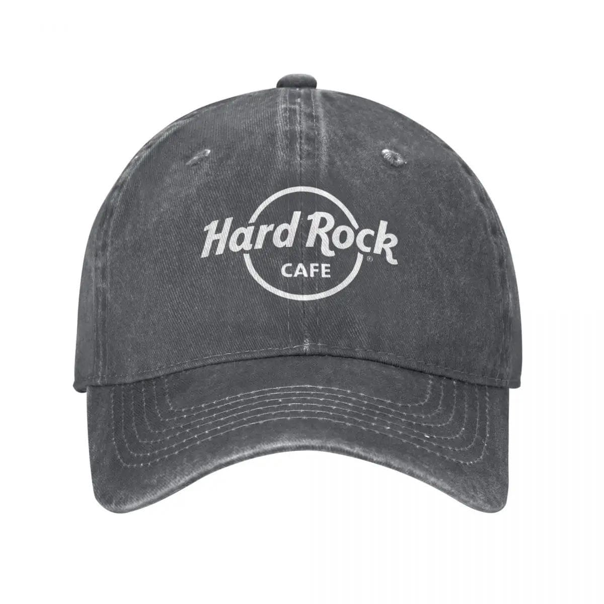 Hard Rock Logo Cafes Baseball Cap Vintage Distressed Denim Washed Restaurant Bar Cap Men Women Outdoor All Hat Adjustable dark gray