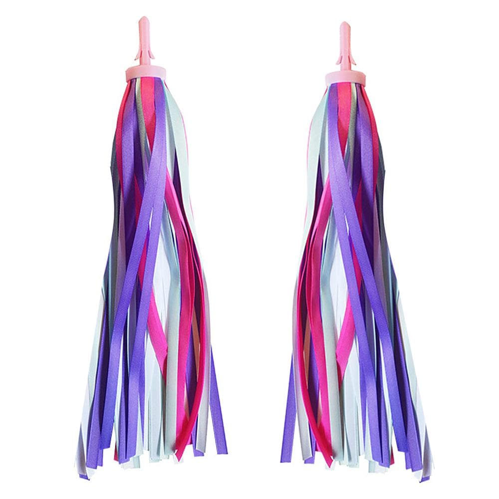 2 PCS Kid's Rainbow Bike Streamers For Girls Boys Children's Tassel Scooters Ribbons Bike Handlebar multicolour