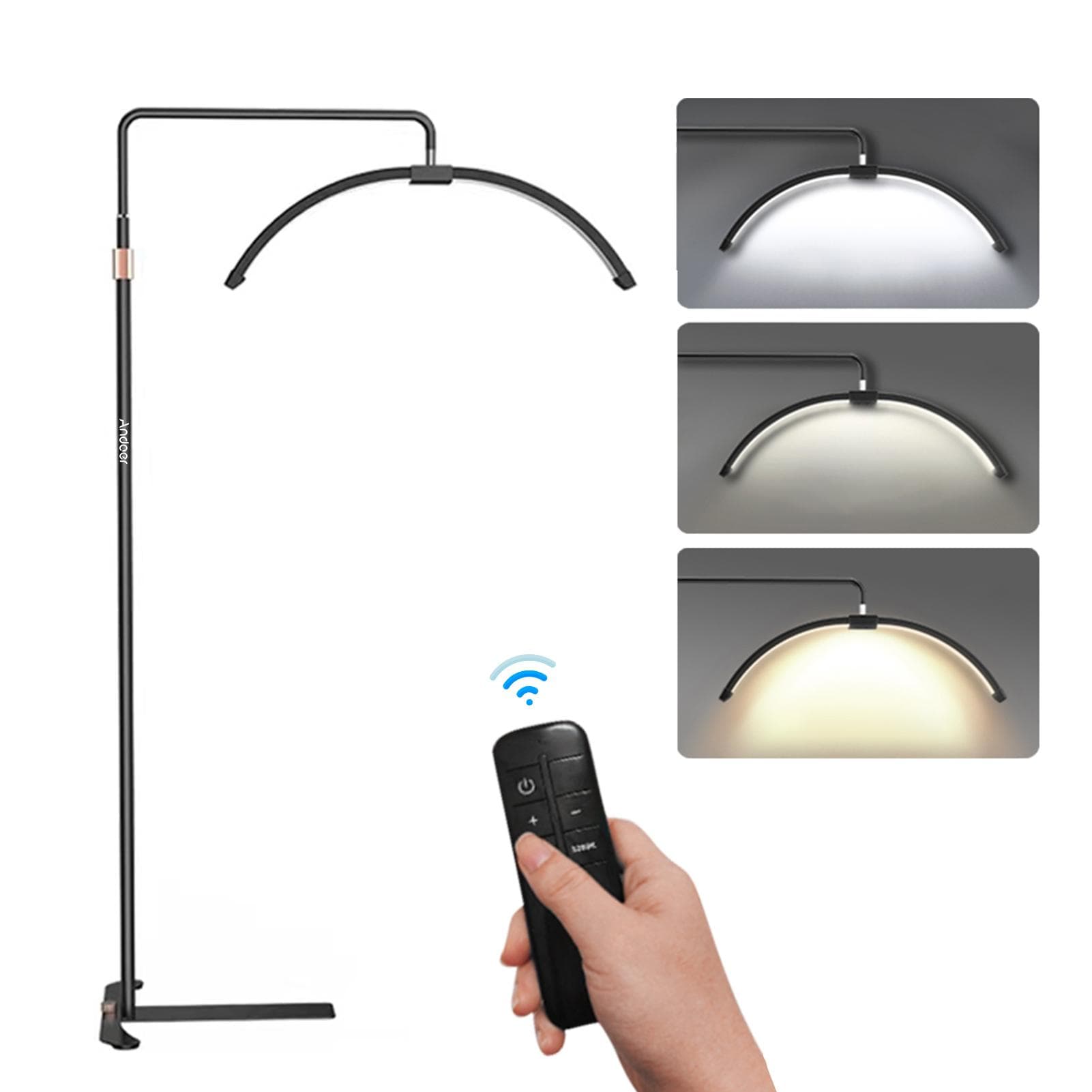 Andoer HD-M5X 36W Floor LED Video Light Half-moon Shaped Fill Light 3000K-6000K Dimmable with AU Plug black