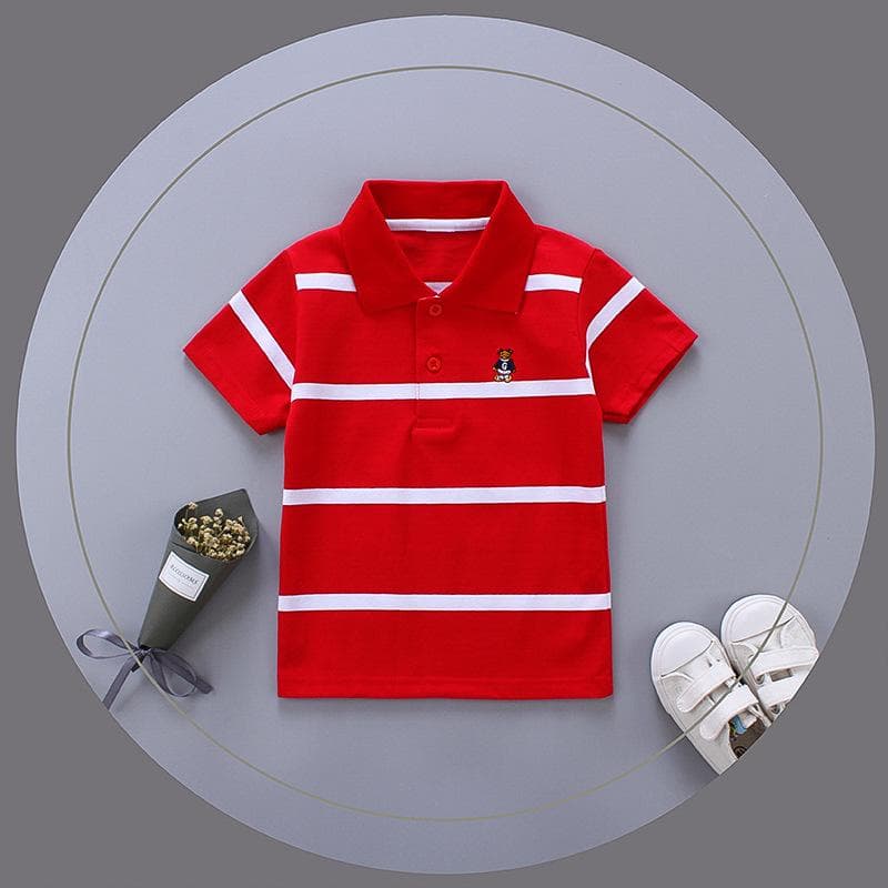 Summer Children's Clothing, Big Children's Lapel Striped Short-sleeved POLO Shirts, Boys and Girls T-shirts 105cm