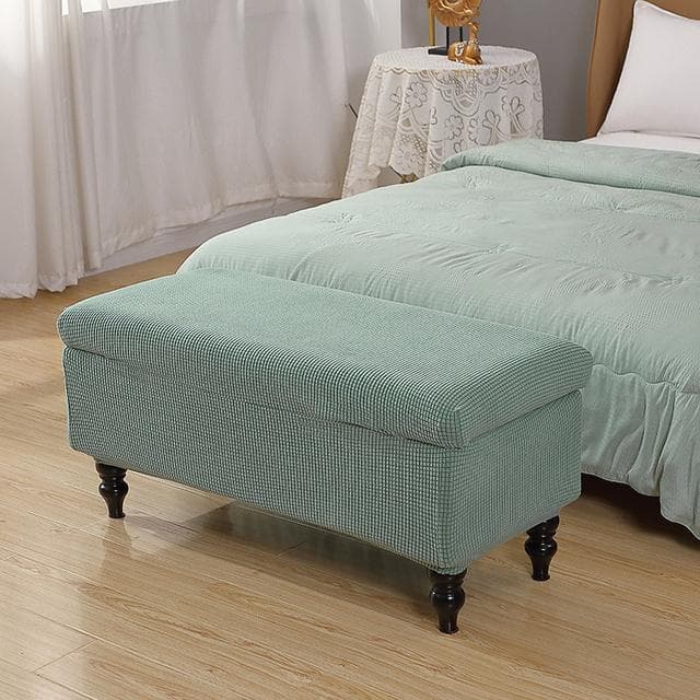 Polar Fleece Storage Ottoman Cover Long Piano Bench Stool Cover Rectangular Foldable Footstool Covers Sofa Footrest Slipcovers M