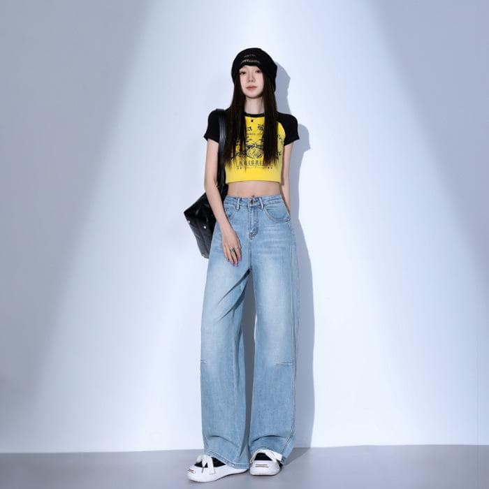 Wide-leg Jeans Women's Spring High Waist Wide-leg Jeans Women's Jeans Loose Straight Jeans Wide-leg Trousers Women 2XL