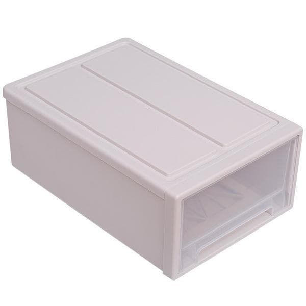 Plastic Household Transparent Stackable Drawer Storage Box Desktop Cabinet Closet Organizer Wardrobe Home Storage Organization 8L beige