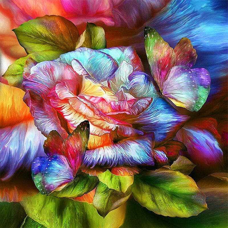 Diamond Painting Cross Stitch Butterfly and Flower Diamond Embroidery Rhinestone Painting Home 30x30CM