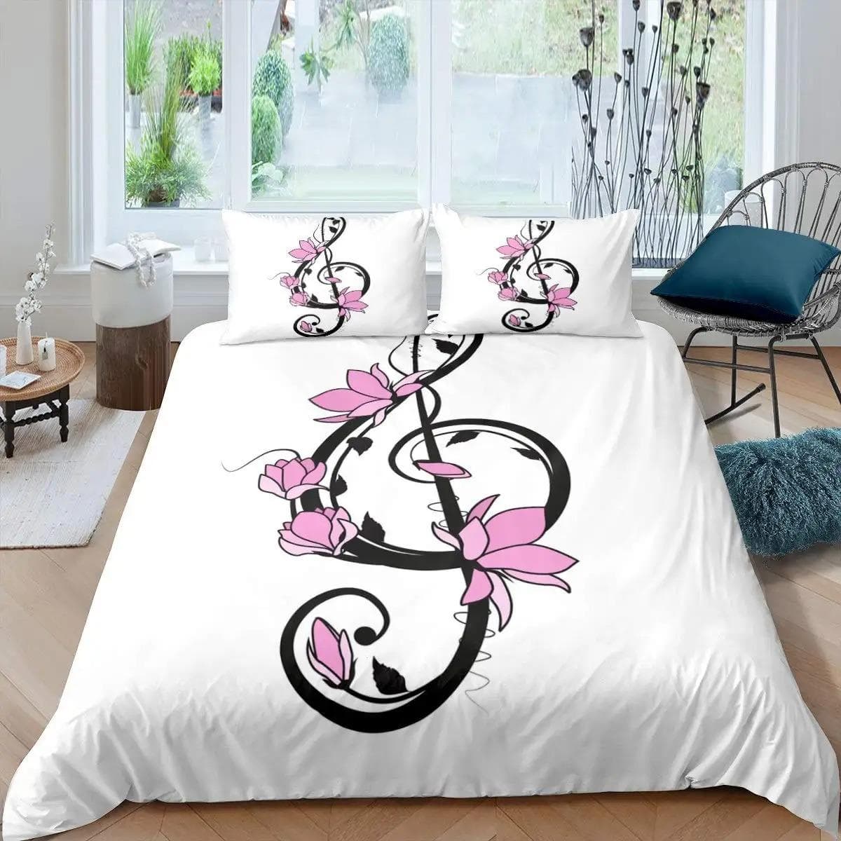 Music Note Duvet Cover Set Queen Size Rock Music Theme Comforter Cover Boys Girls Colorful Headphones Radio Soft Bedding Set 70x133cm 2pcs
