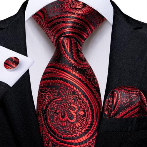DiBanGu Mens Silk Necktie Set Striped Paisley Solid Tie Pocket Square Cufflinks N-7692