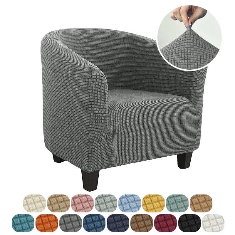 Club Chair Cover Stretch Tub Chair Slipcover Solid Color Sofa Cover Polar Fleece Couch Covers for Study Bar Counter Living Room 1pcs