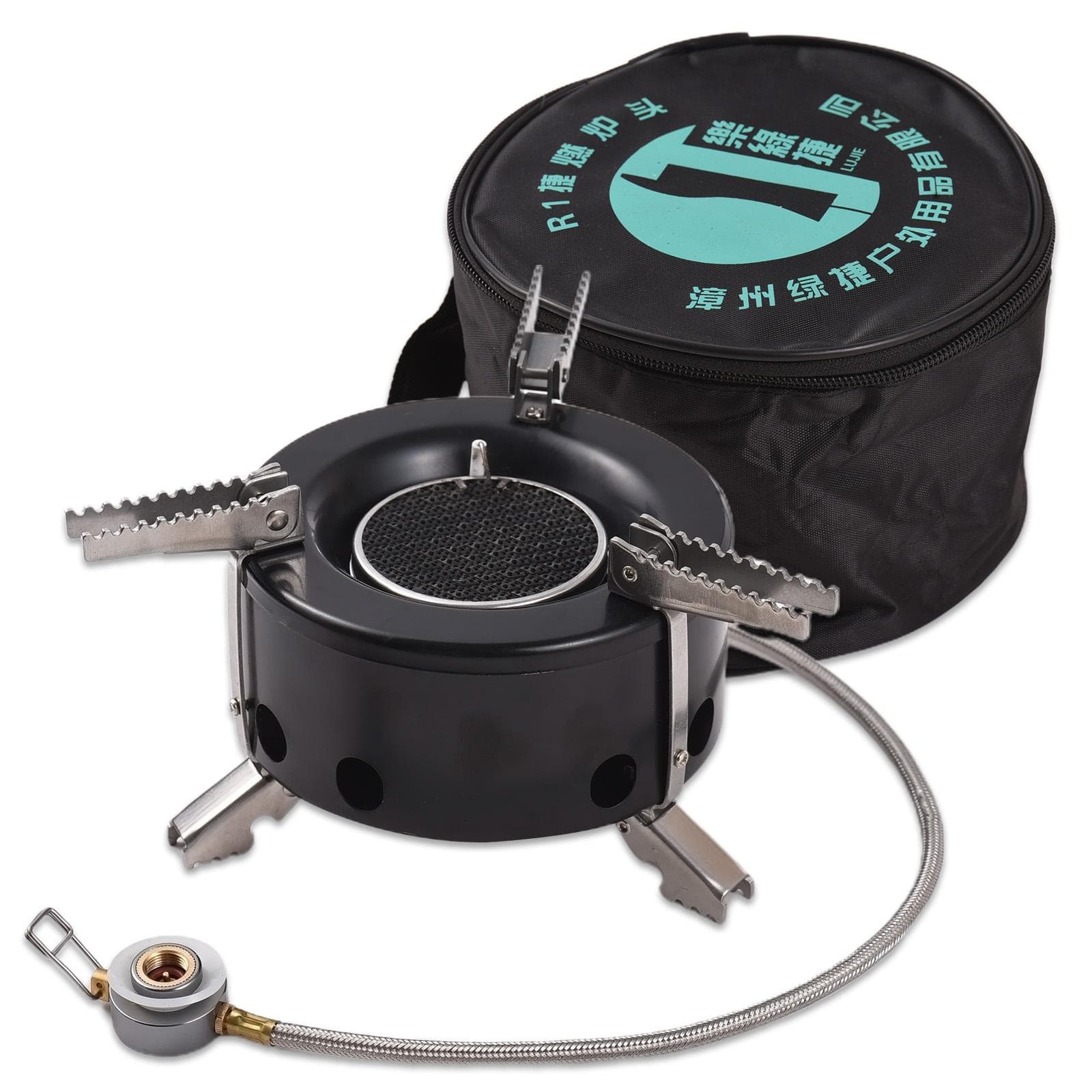 Camping Stove 6000W High-Altitude Infrared Portable Windproof Gas Stove for Outdoor Hiking black