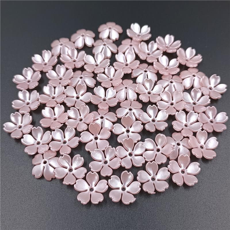 40Pcs 14mm Acrylic Candy Color Flower Holder Beads Caps Spacer Beads for DIY Jewelry Making Headwear Earrings Making pink