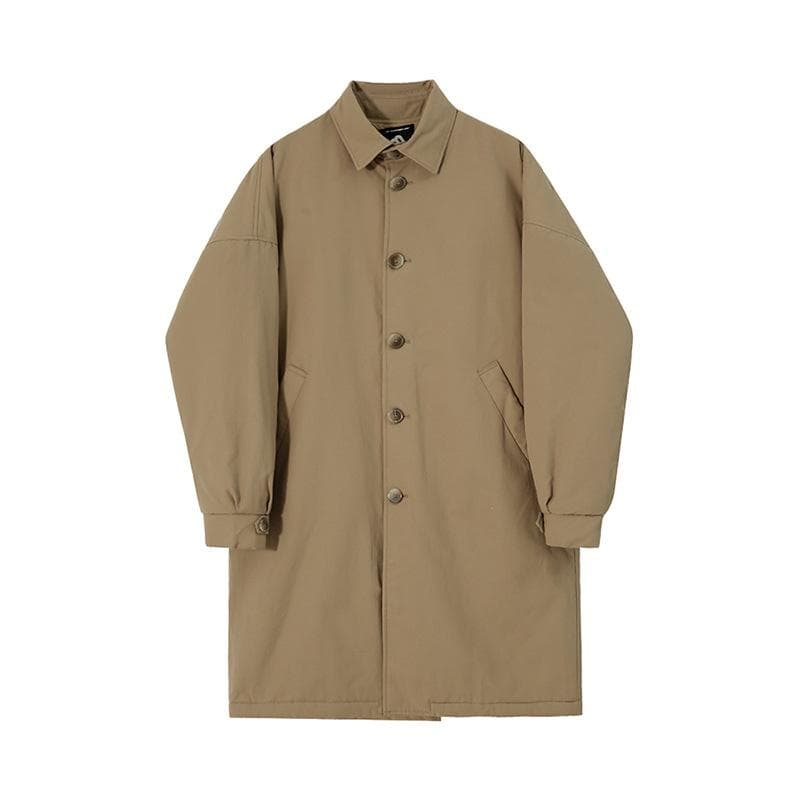 Mid-length Cotton Coat Men's Winter Knee-length Coat Korean Style Loose Thickened Lapel Cotton Coat L