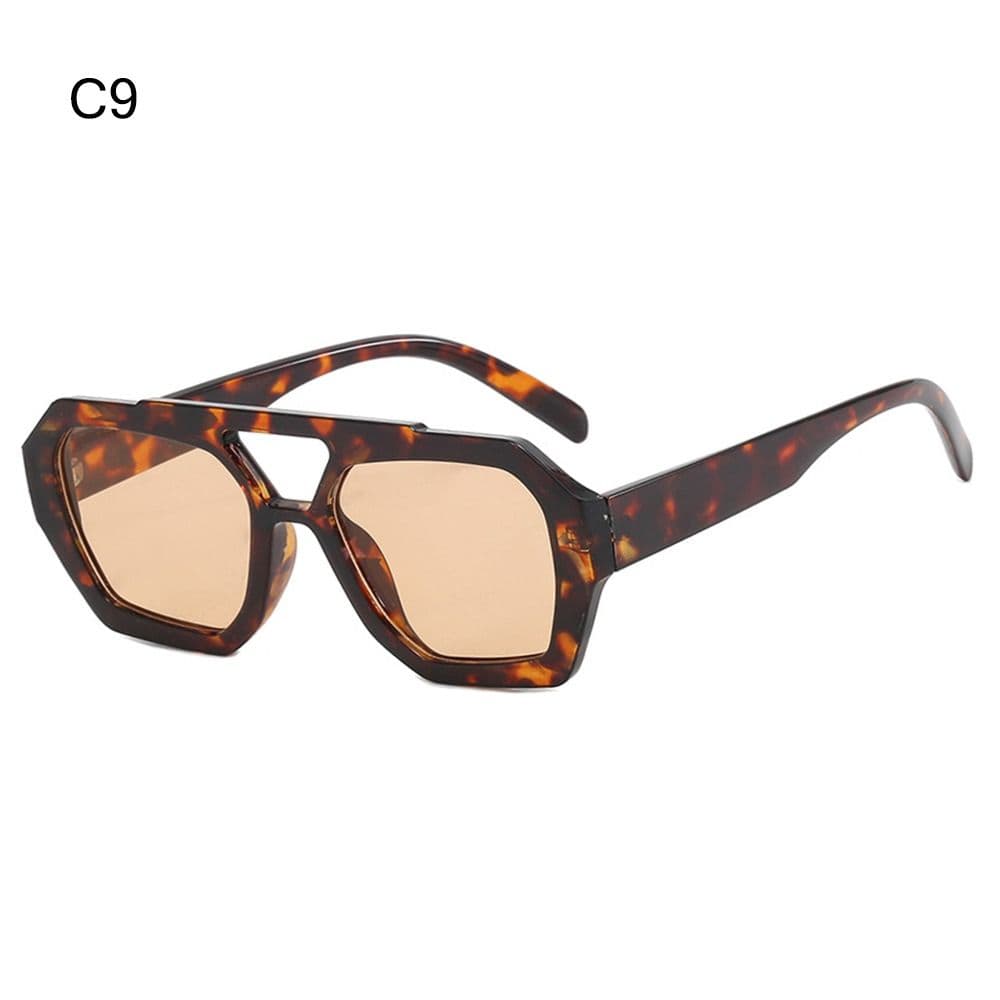 Retro Double Bridges Women's Sunglasses Big Frame Leopard Brown Gradient Eyewear Fashion Luxury Designer Sun Glasses  Shades