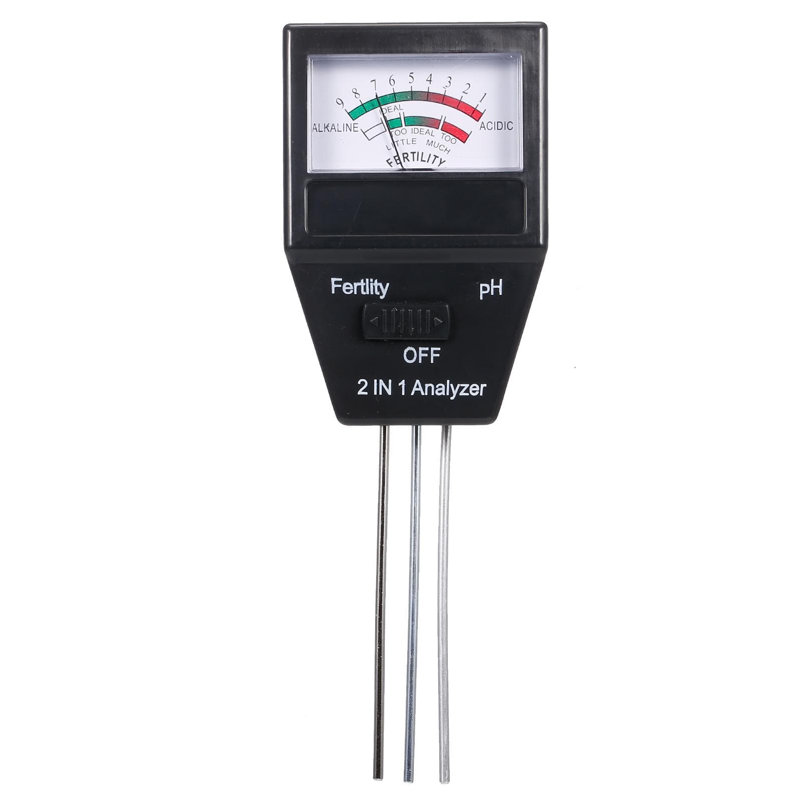 2-in-1 Soil pH Meter Fertility Tester pH Tester Soil Tester for Garden Farm Lawn Indoor Outdoor black