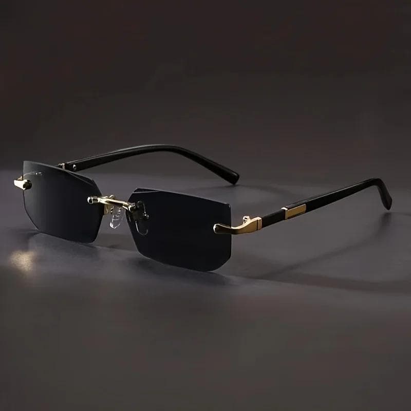 1pc Rimless Sunglasses Rectangle Small Square Shades For Women Men Beach Vacation Travel Eyewear Unisex Fashion black