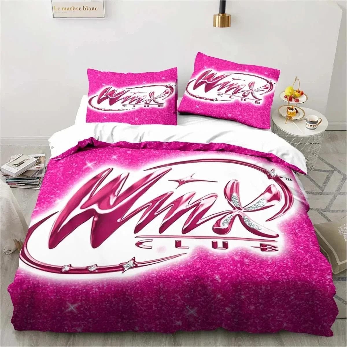 3D Print Winx Saga Club Bedding Set Duvet Cover Bed Set Quilt Cover Pillowcase Comforter king Queen Size Boys Adult Bedding Set EU Double 200x200cm