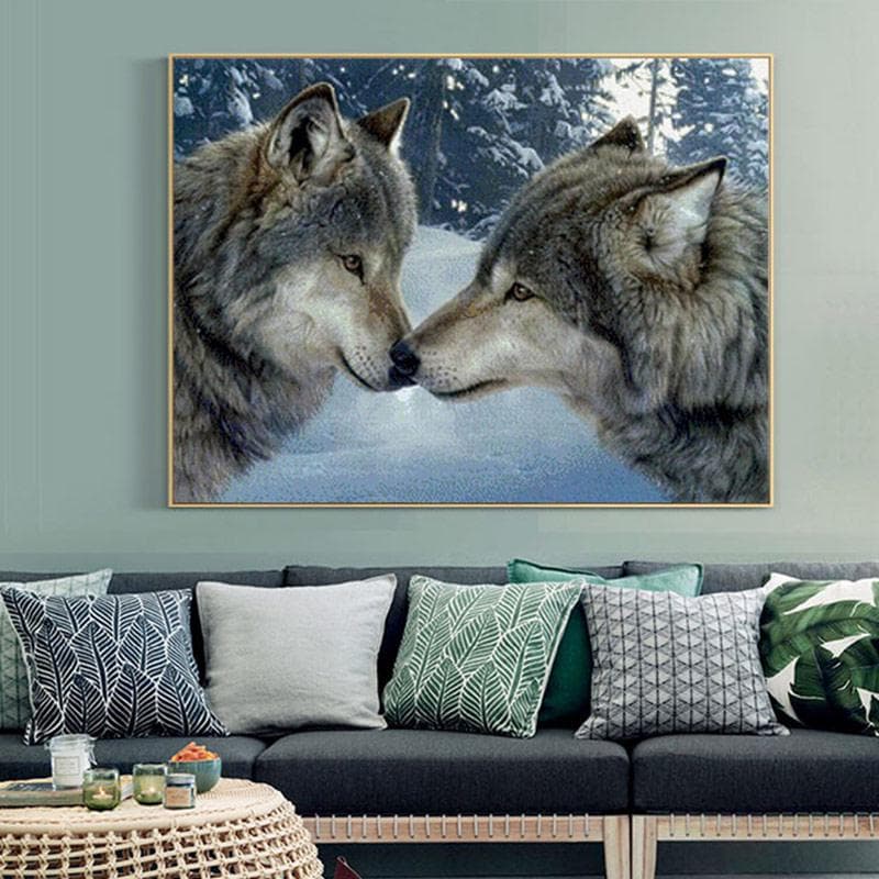 DIY Birds Wolf Animal Snow Painting Round Rhinestone Diamond Embroidery Handicraft Cross Stitch 20X30