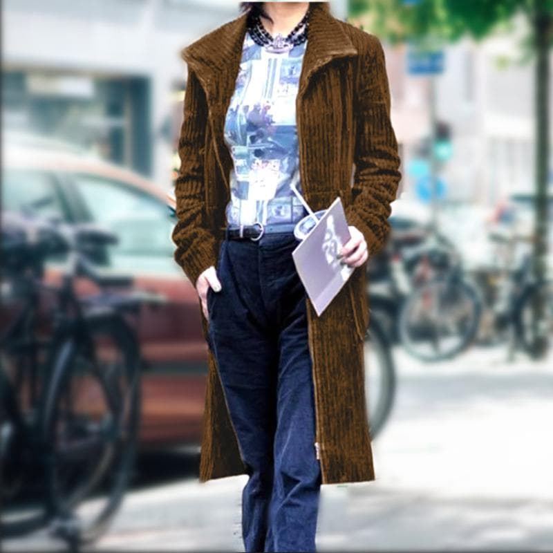 Autumn and Winter Women's Coat Trench Coat with Zipper Coat 3XL