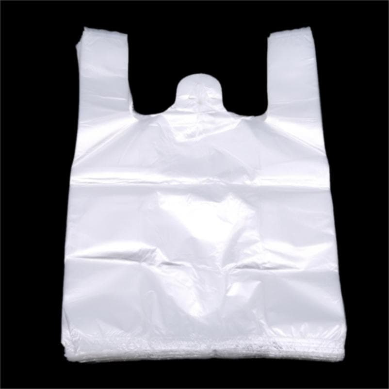 100pcs Transparent Bags Shopping Bag Supermarket Plastic Bags Food Packaging M white