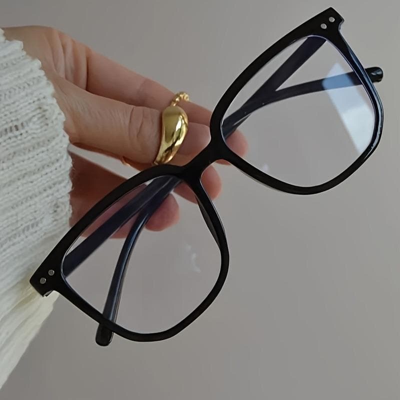 4PCS Korean Minimalist Oversized Square Frame Slimming Flat Lens Women Glasses Plain Color Casual