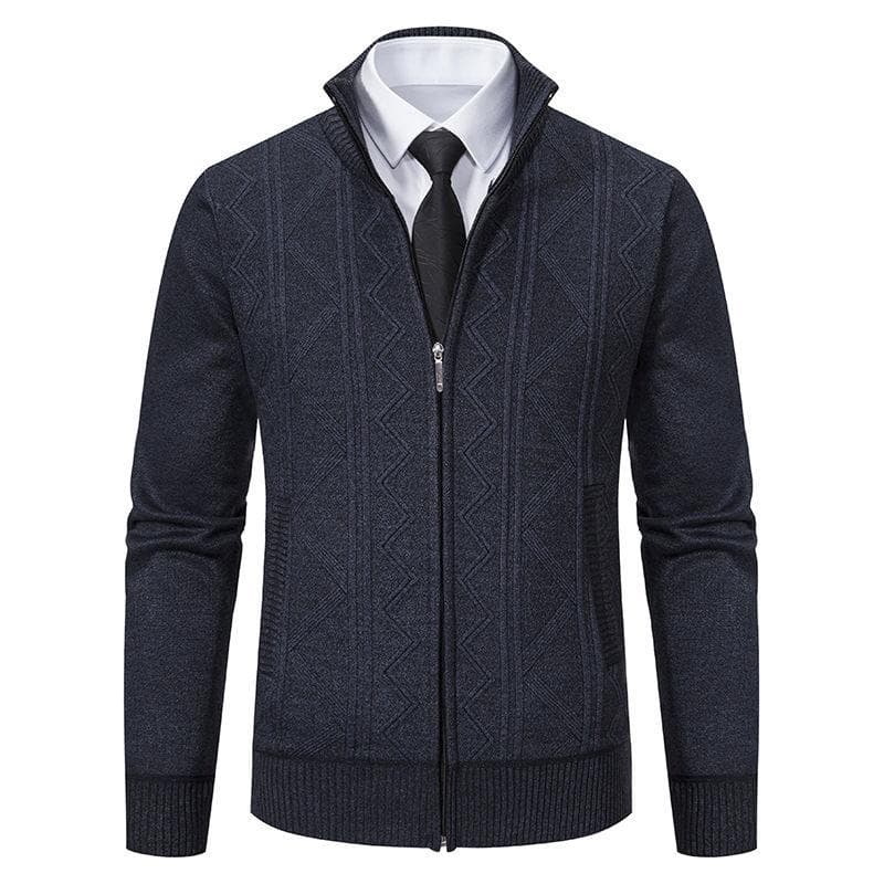 Winter Men's Cardigan Sweater Jacket Stand Collar Knitted Thick Knit Sweater 3XL
