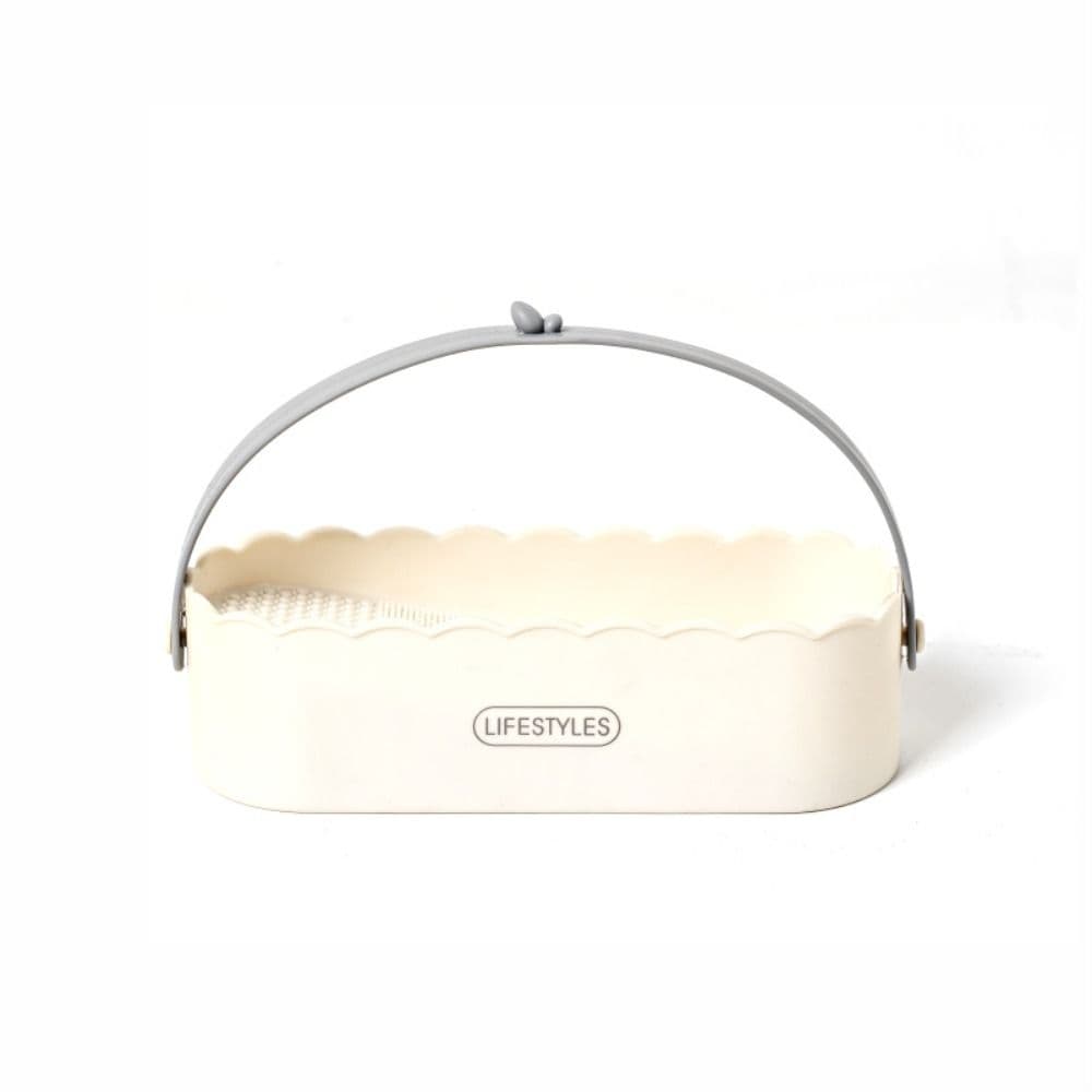 Suspensible Rubber Makeup Brush Cleaner Storage Box Cosmetic Brush Drying Tool Portable Sponge Makeup Brushes Rack Women beige
