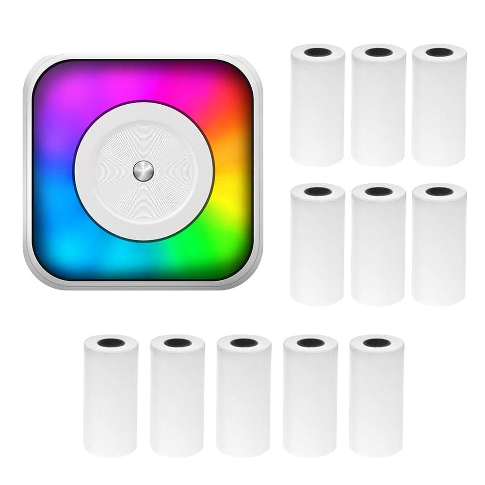 Mini Thermal Printer Multifunction Portable Sticker Maker with RGB Light Instant Photo Inkless