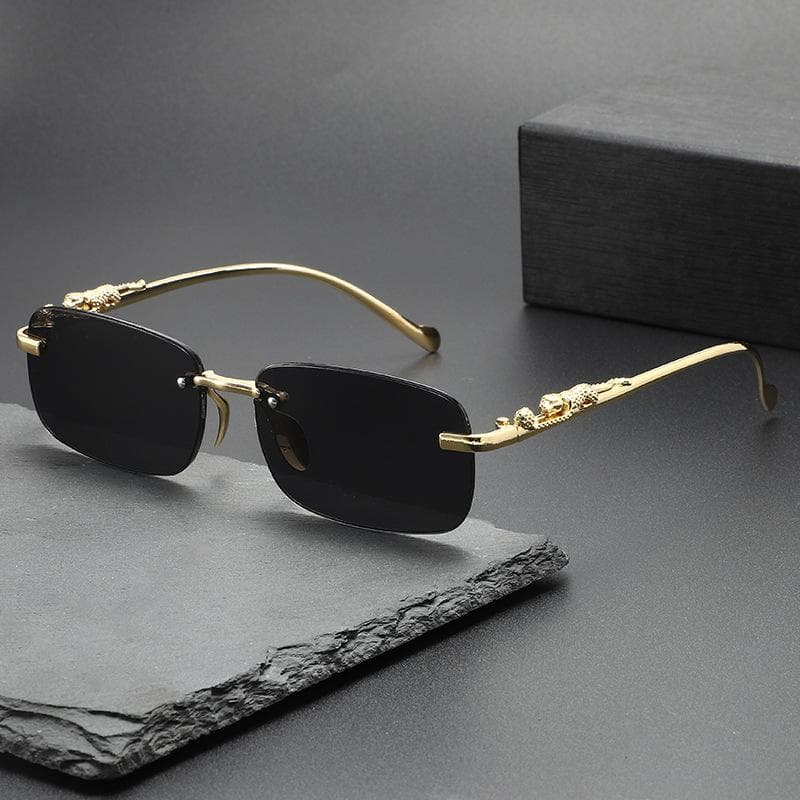 Vintage Metal Leopard Print Sunglasses Men Women Stylish Retro Luxury Brand Design Outdoor Casual Shades Eyeglasses 1PC