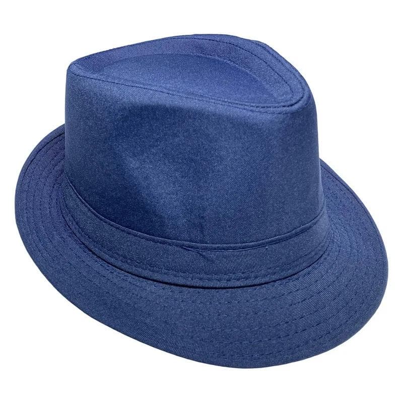 Summer Solid Bright Color Sun Hat British Jazz Hat Top Hat Men's Top Hat Winter Middle-aged and Elderly Jazz Warm Hat Fedora Hat Dark blue