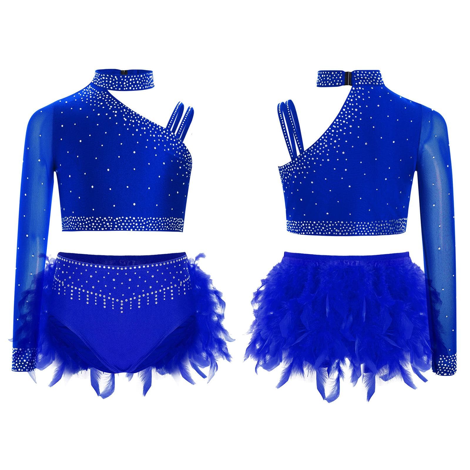 Little Girls Lyrical Dance Costume Ballet Skirted Leotards Sparkly Dancewear Ballroom Tutu Dress 9-10 Years blue