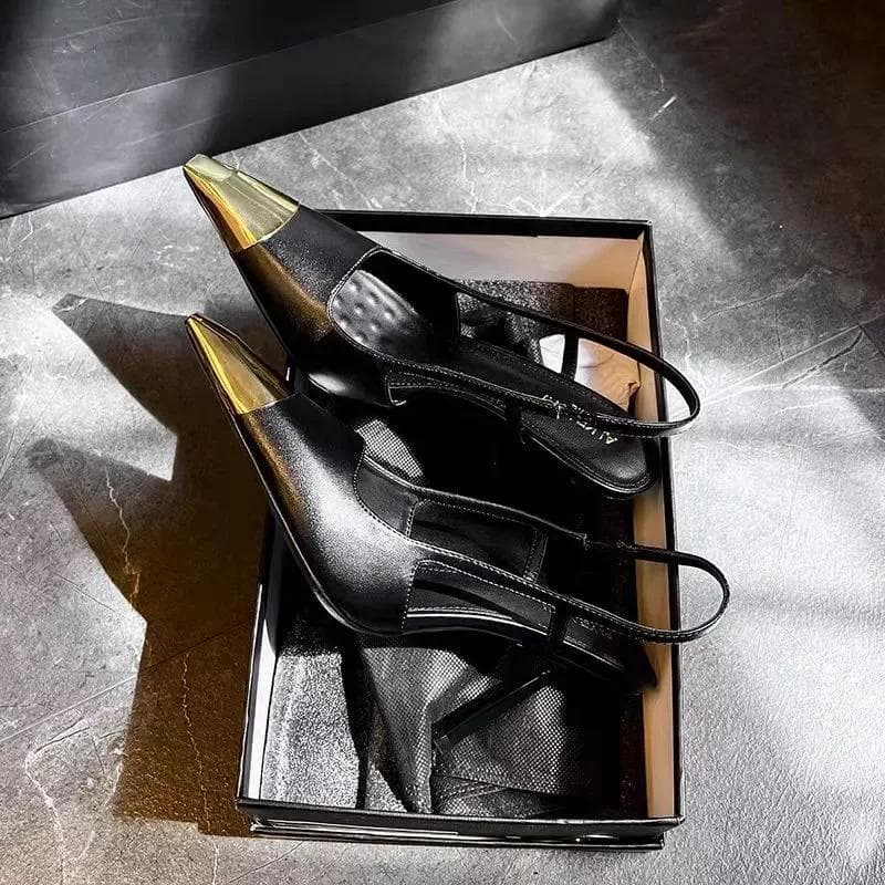 Women High Heels Shoes Pointed Toe Elegant Sandals Slingback Slippers Trend Party Pumps Flip Flops Brand Mujer Slides Designer 39