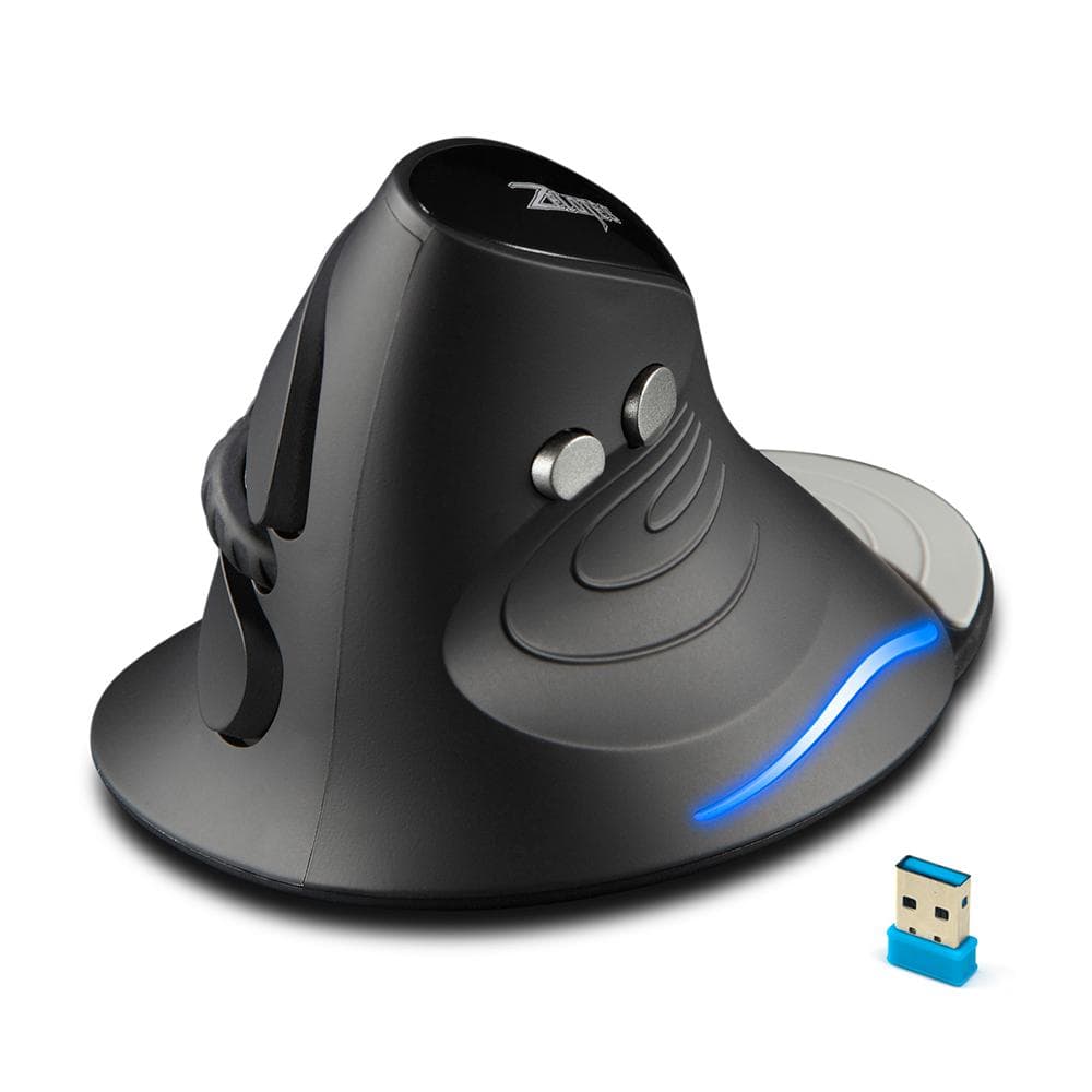ZELOTES F-17 Vertical Mouse 2.4GHz Wireless Gaming Mouse 6 Keys Ergonomic Optical Mice with 3 black