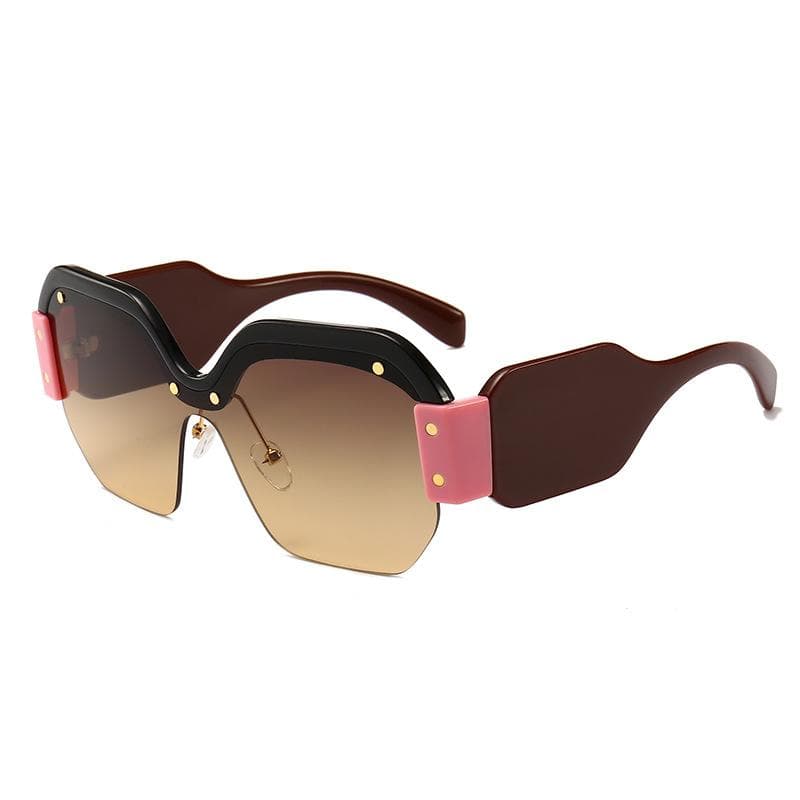 Women Vintage Square Sunglasses Rimless Oversized Big Wide Frame UV400 Protection Retro Lady Shades Luxury Brand Other