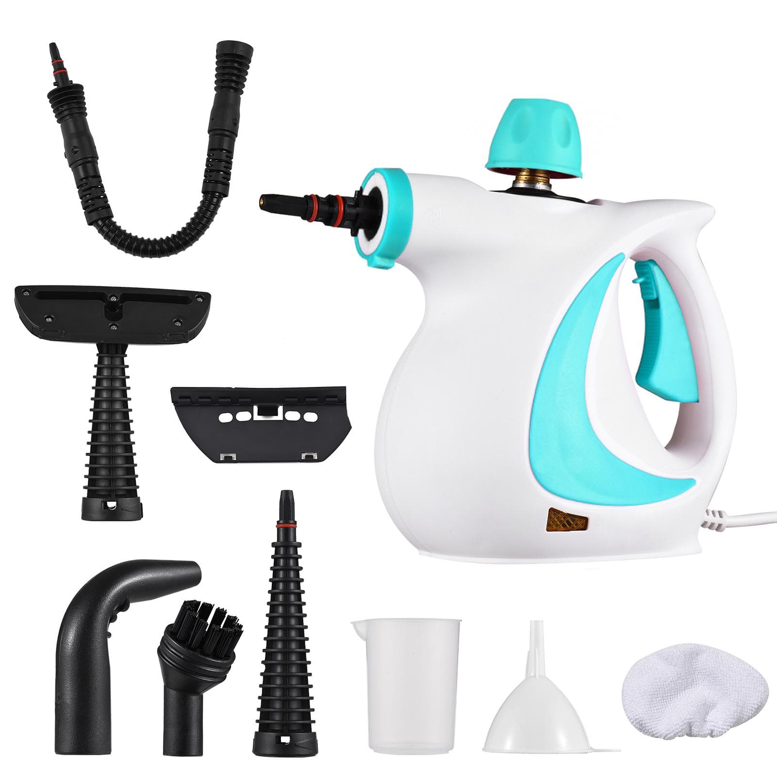 Handheld Steam Cleaner 1050W High Temperature Pressurized Steam Cleaning Machine with 9PCS US Plug white/blue