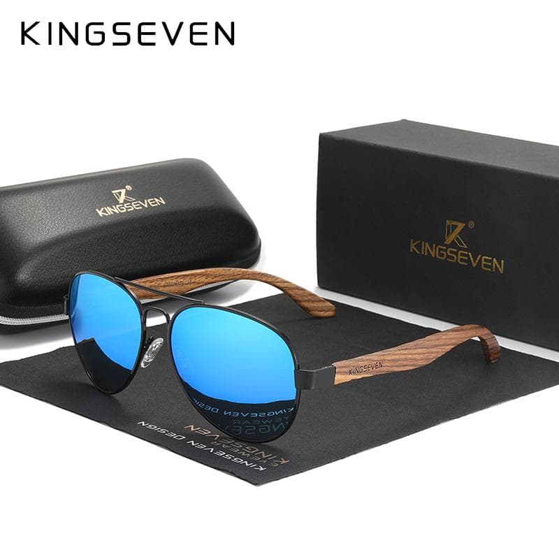 KINGSEVEN Handmade Wood Sunglasses Polarized Men's Glasses UV400 Protection Mirror Eyewear Wooden Temples Oculos M