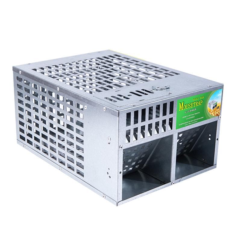Mouse Trap Full Automatic Strong Metal Large Handle Double Door High Safety Mice Trap Large Size Large Size with 2 Doors(11.8x8.7x5.9in)