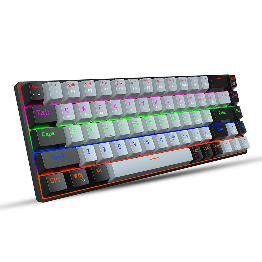 HXSJ V800 Wired Mechanical Keyboard 68 Keys RGB Gaming Keyboard with Detachable Type-C Cable ABS Red switch grey