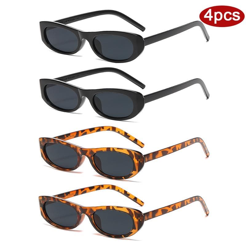 4pcs Trendy Colorful Cat Eye Sunglasses For Women Small Frame Oval UV400 Outdoor Eyewear