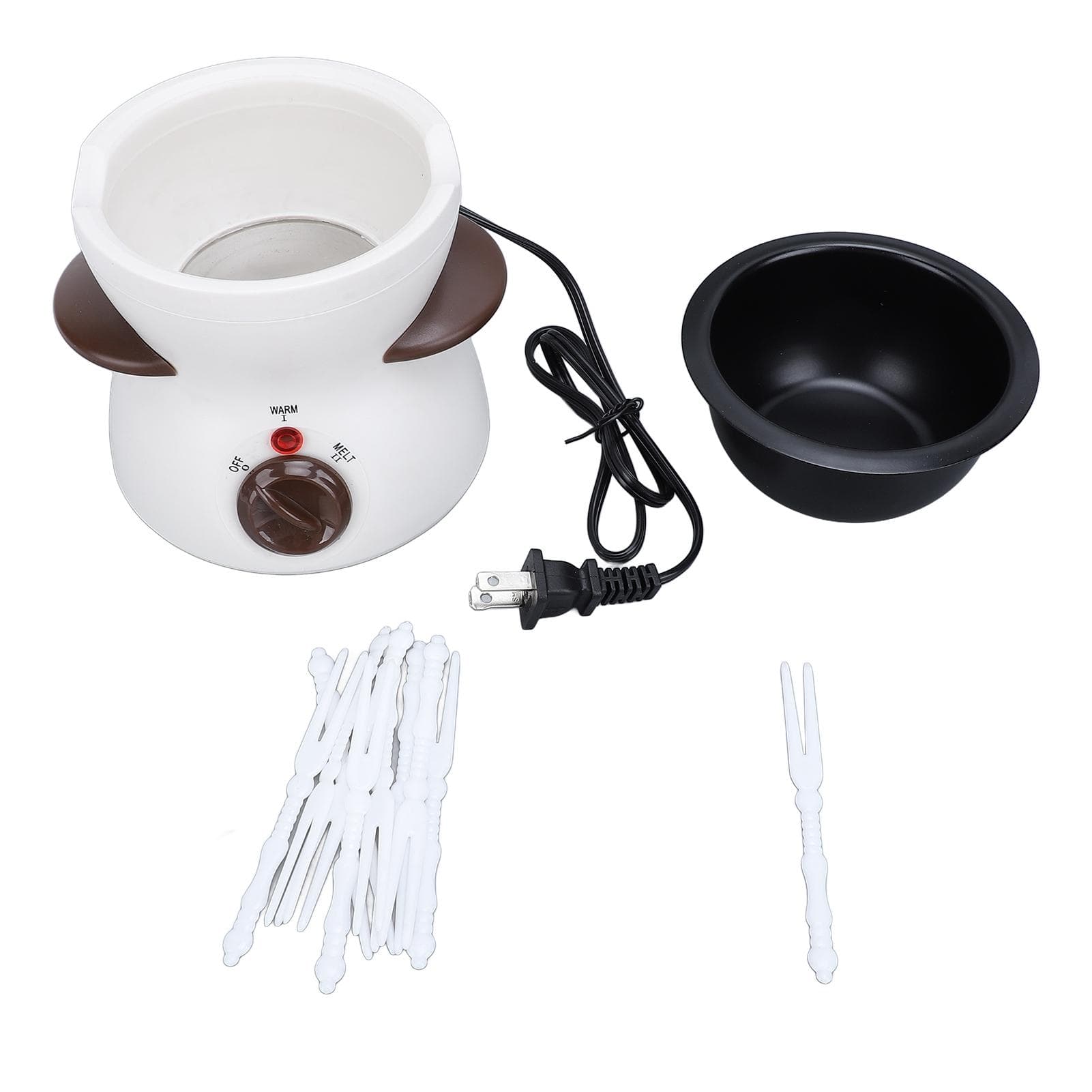 Mini Electric Fondue Pot Set with 10 Dipping Forks Chocolate Fondue Pot Melting Chocolate Small Pot L