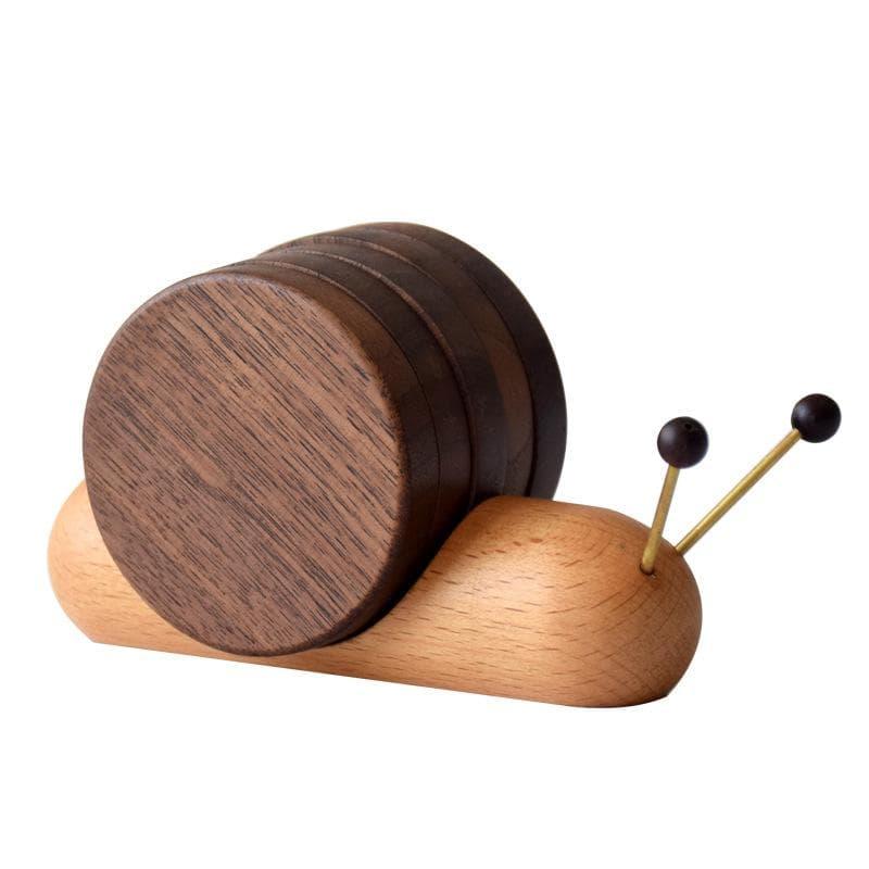 1 Set Wood Cup Mat Placemats for Table Snail Shaped Heat Insulation Pad Wooden Tea Coaster Tool Tea Tray Creative Gifts L
