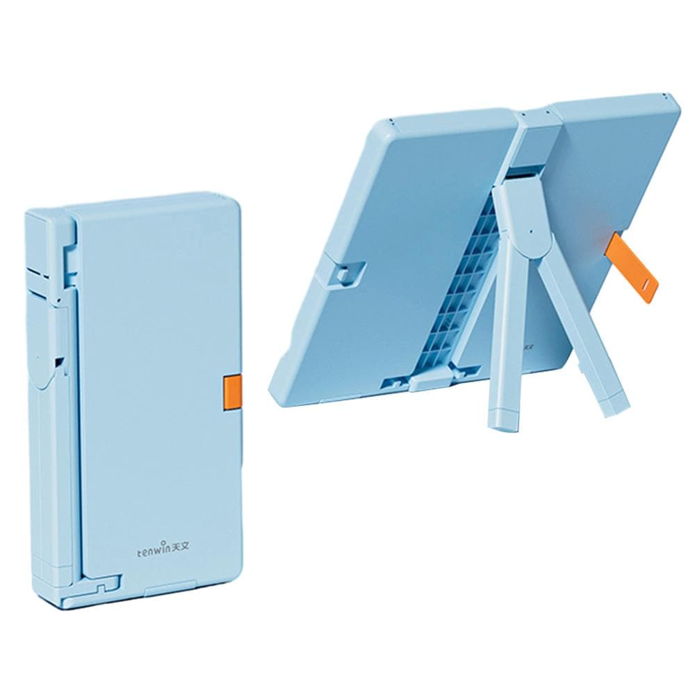 tenwin Pencil Box and Foldable Reading Bookshelf 2in1 Multi-function Dual Layers Pen Case Portable blue