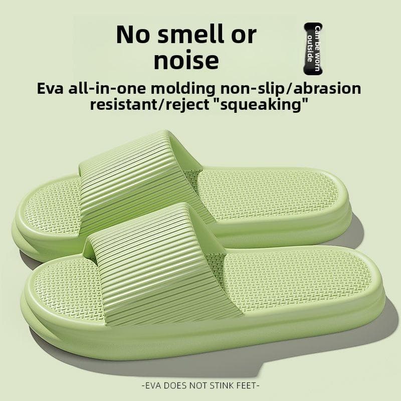 Women Summer Concise EVA Slippers Men Soft Home Slides Couples Bathroom Non-slip Sandals Adults Comfortable Outdoor Beach Shoes 40-41 green