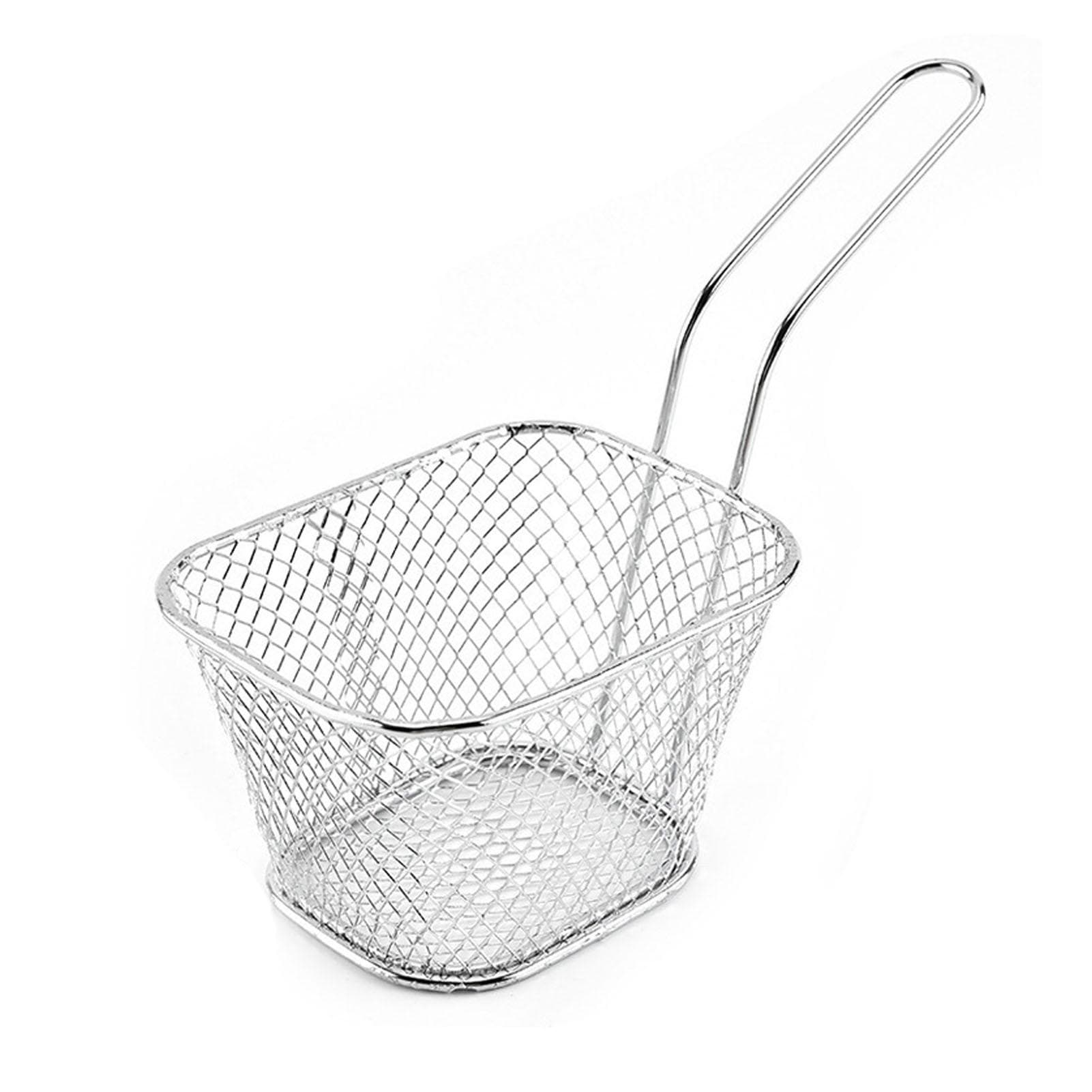 Deep Fry Basket Stainless Steel Mesh Basket with Handle Easy Clean Large Capacity Fry Cooking Tool