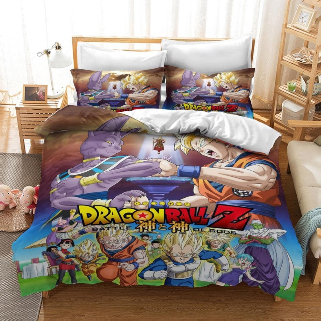 Anime Dragon-Ball Bedding Set,Anime 3D Dragon Duvet Cover,Duvet Comforter Quilt Cover Set Super Saiyan Bedding Set 220x240cm 3pcs
