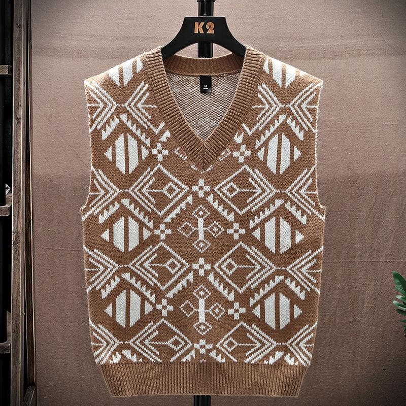 Sweater Tank Top Men's Vest Underlay V-neck Sleeveless Sweater Sweater Couple warm vest 15 different flower shapes in different colors M
