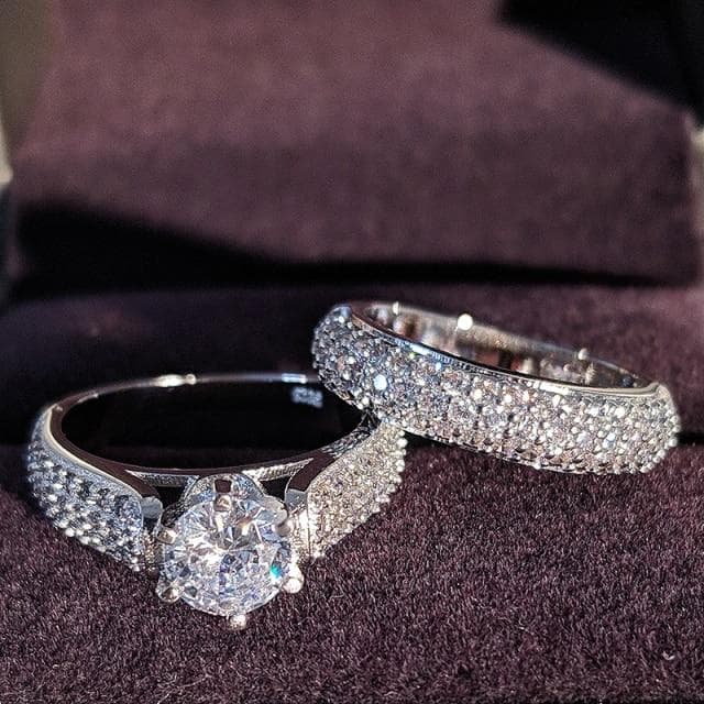 925 Sterling Silver Luxury Bold Big Wedding Rings Set for Bridal Women Engagement African Finger Christmas Gift Jewelry R4428 7