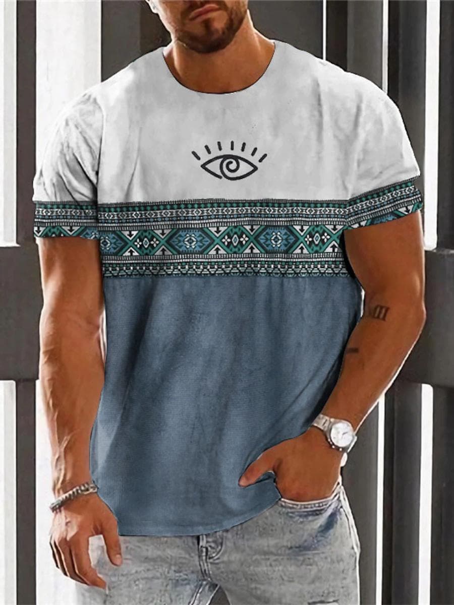 Vintage Ethnic T-shirt 3D Print Clothing O-neck Men Tops Oversized Short Sleeve Tee Summer Loose Male Streetwear Mens Clothes 3XL
