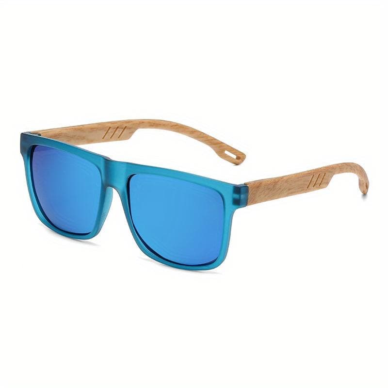 New Men Square Casual Sunglasses Wood Grain Spring Hinges UV400 Protection Unisex Outdoor Eyewear Gafas De Sol 1PC